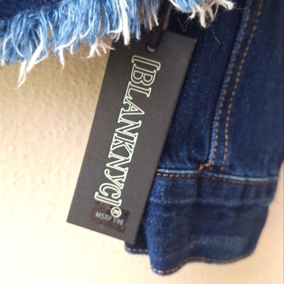 Blank NYC Dark Blue Denim Long Sleeve Distressed Women's Jacket Size S NWT - Picture 8 of 11